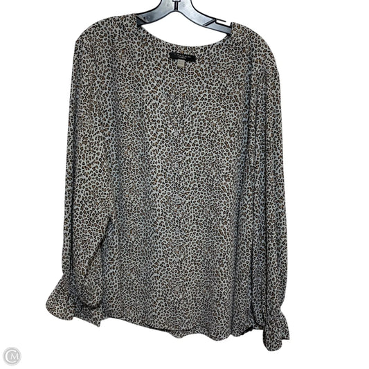 Blouse Long Sleeve By T Tahari In Brown & Grey, Size: 3x