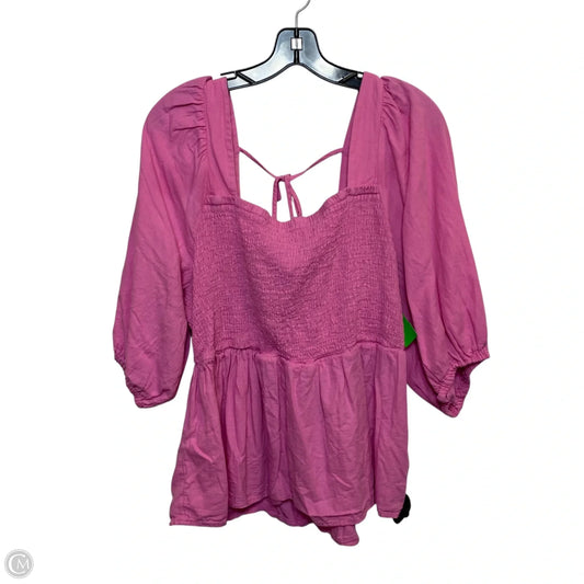 Top 3/4 Sleeve By Ava & Viv In Pink, Size: 2x