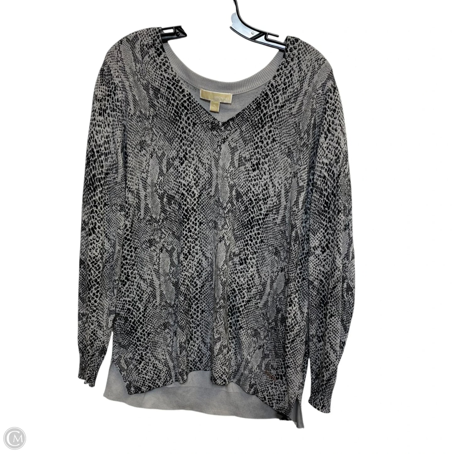 Top Long Sleeve By Michael By Michael Kors In Black & Grey, Size: Xl