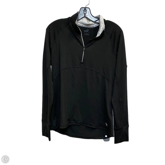 Athletic Top Long Sleeve Collar By Puma In Black, Size: M