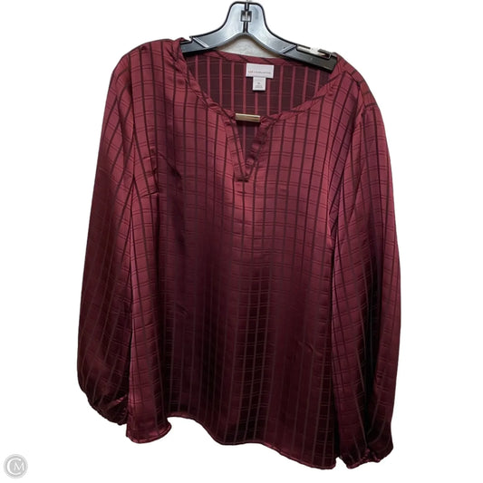 Blouse Long Sleeve By Liz Claiborne In Red, Size: Xl