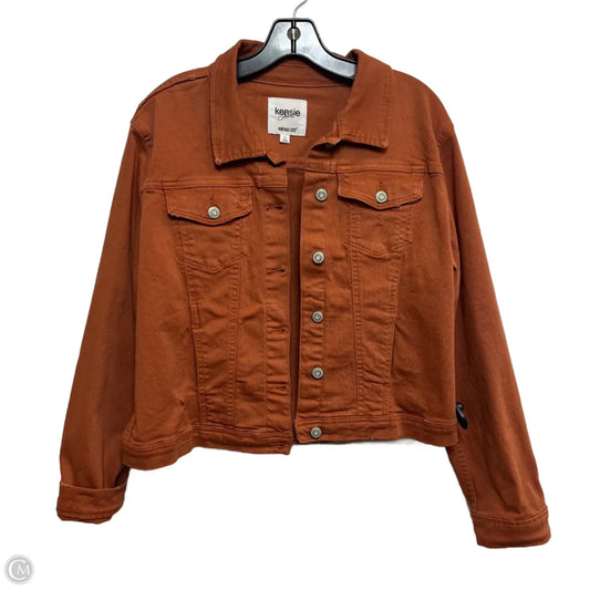 Jacket Denim By Kensie In Orange Denim, Size: L