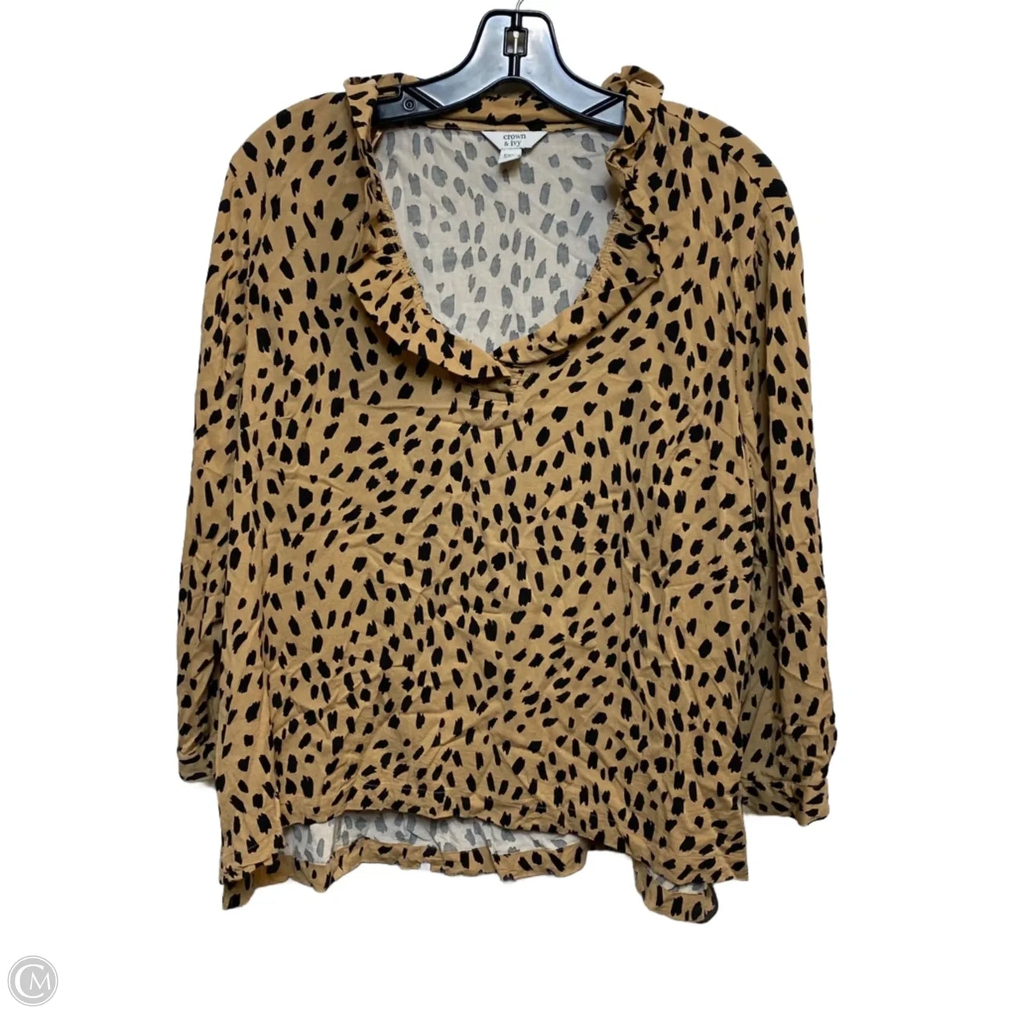 Top Long Sleeve By Crown And Ivy In Black & Brown, Size: Xlp