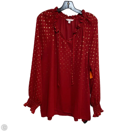Top Long Sleeve By Time And Tru In Red, Size: Xxl