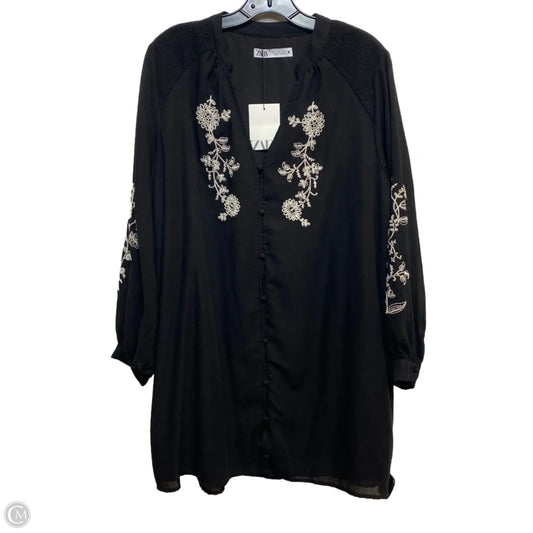 Top Long Sleeve By Zara In Black, Size: L