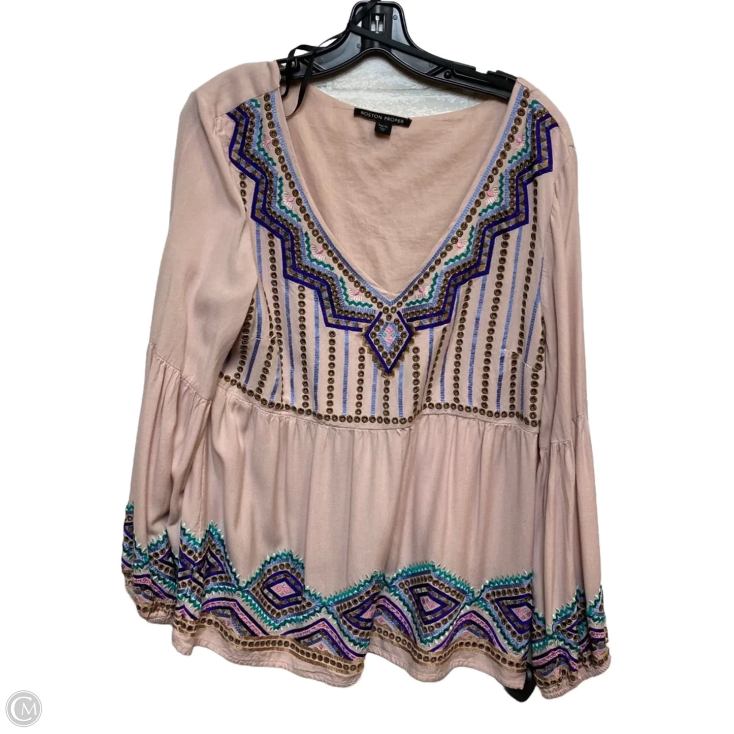 Top Long Sleeve By Boston Proper In Pink, Size: Xl