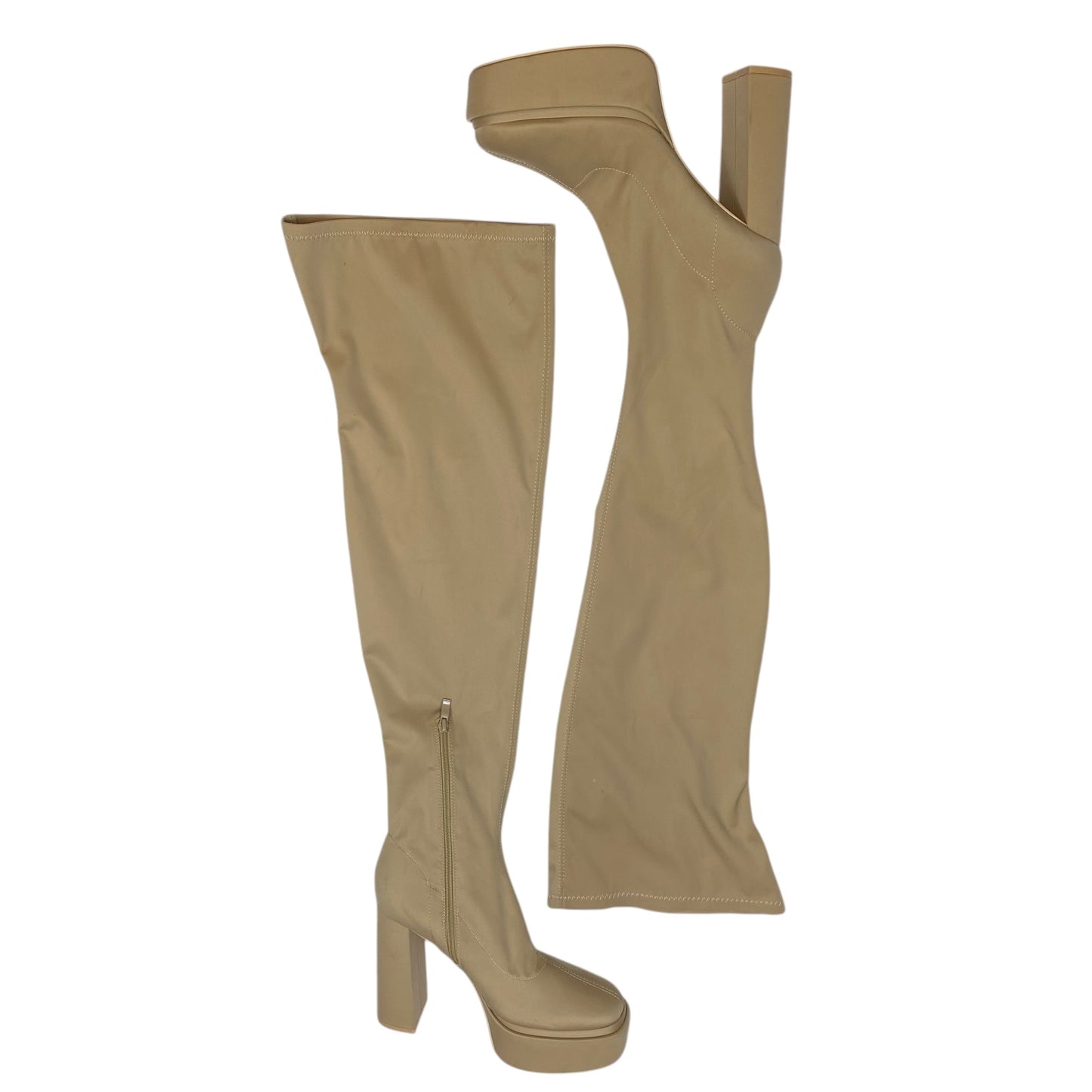 Boots Knee Heels By Forever 21 In Tan, Size: 10