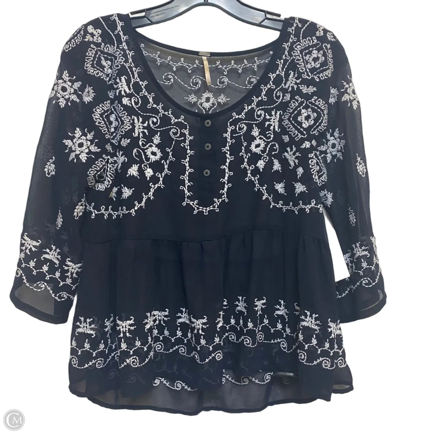 Top 3/4 Sleeve By Free People In Navy, Size: S