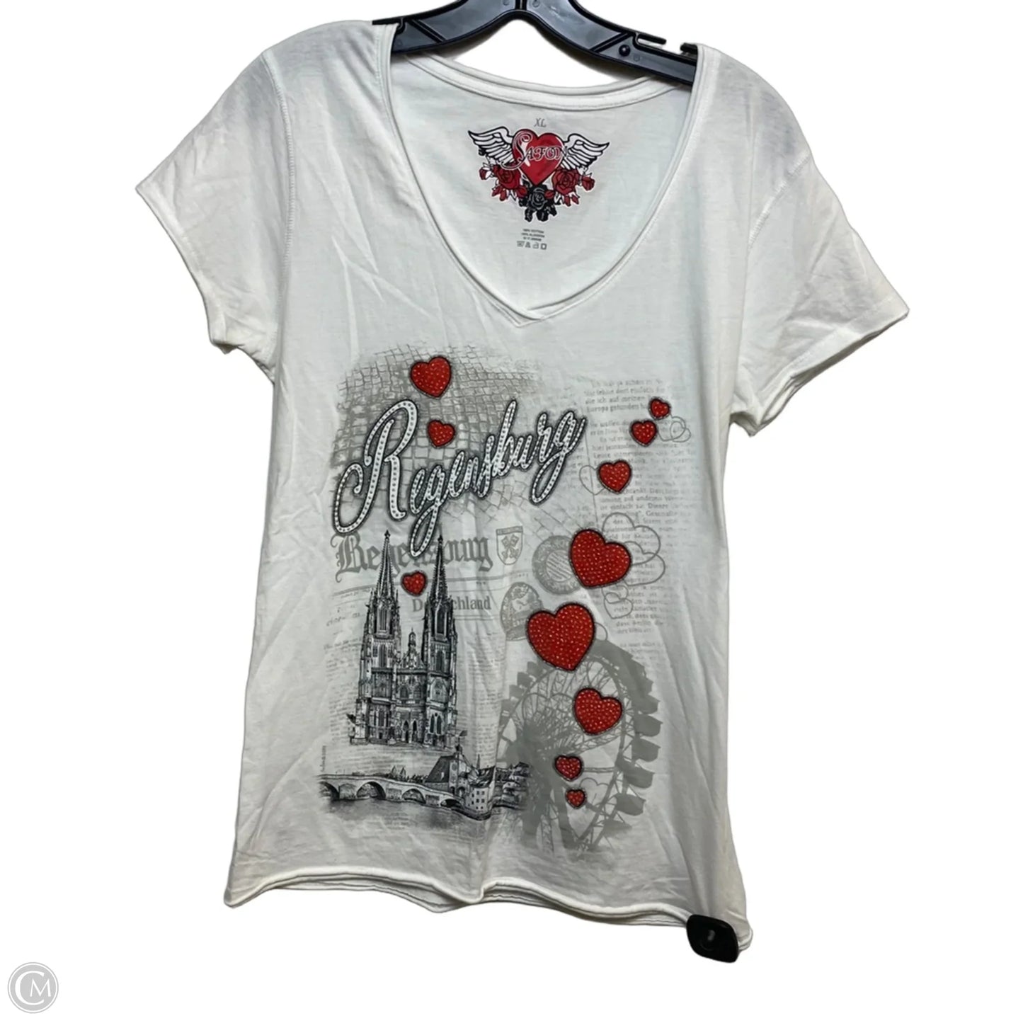 Top Short Sleeve By Clothes Mentor In White, Size: Xl