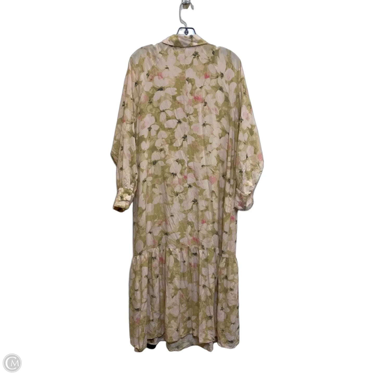 Dress Casual Midi By H&m In Green & Pink, Size: M