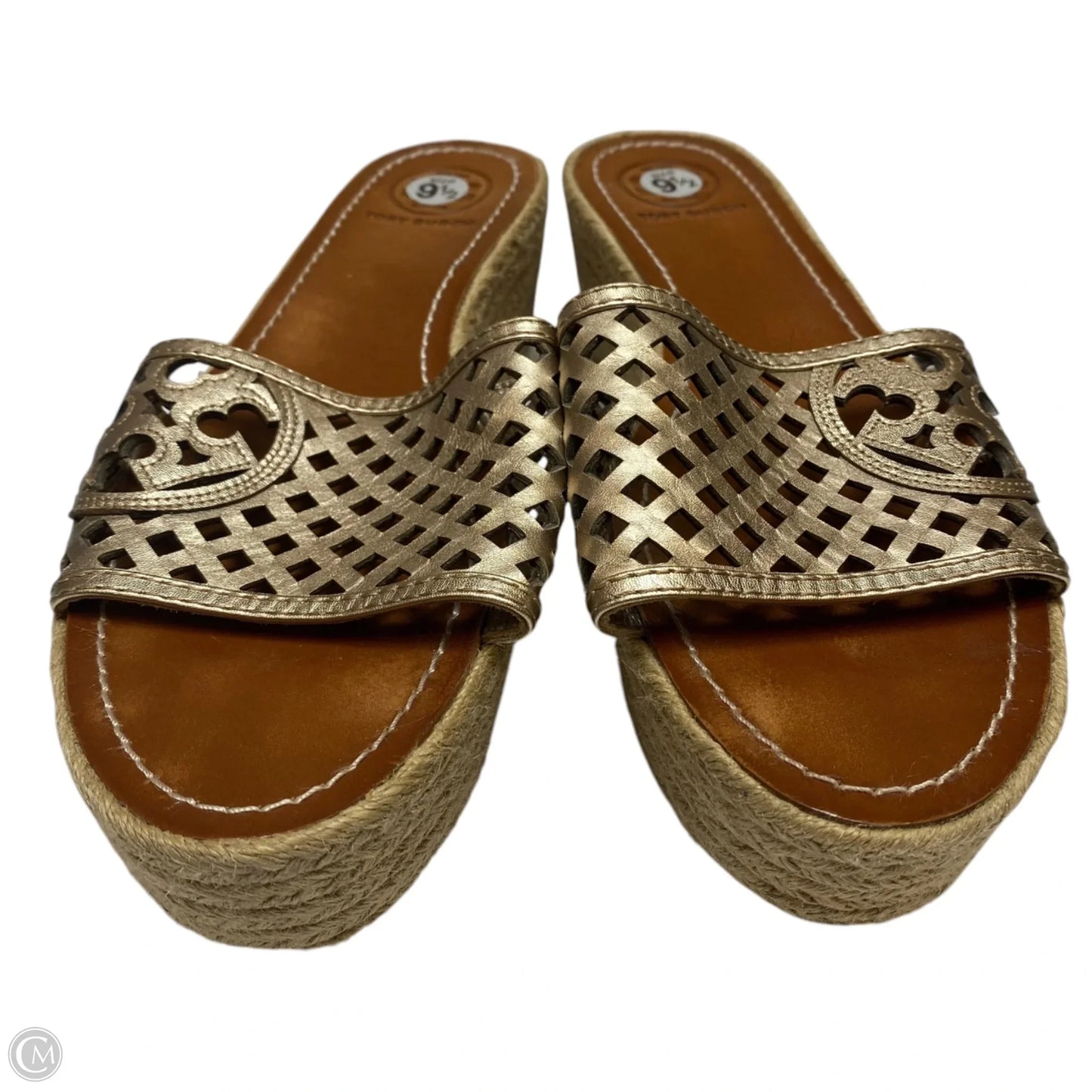 Sandals Designer By Tory Burch In Gold, Size: 9.5