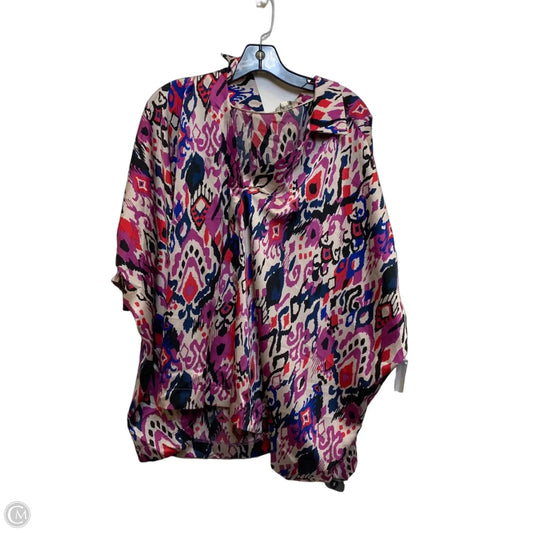 Top Short Sleeve By Umgee In Cream & Purple, Size: M
