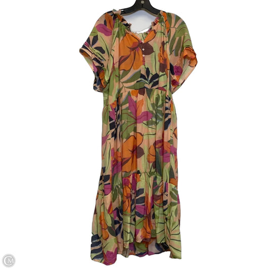 Dress Casual Midi By Sharagano In Green & Orange, Size: Lp
