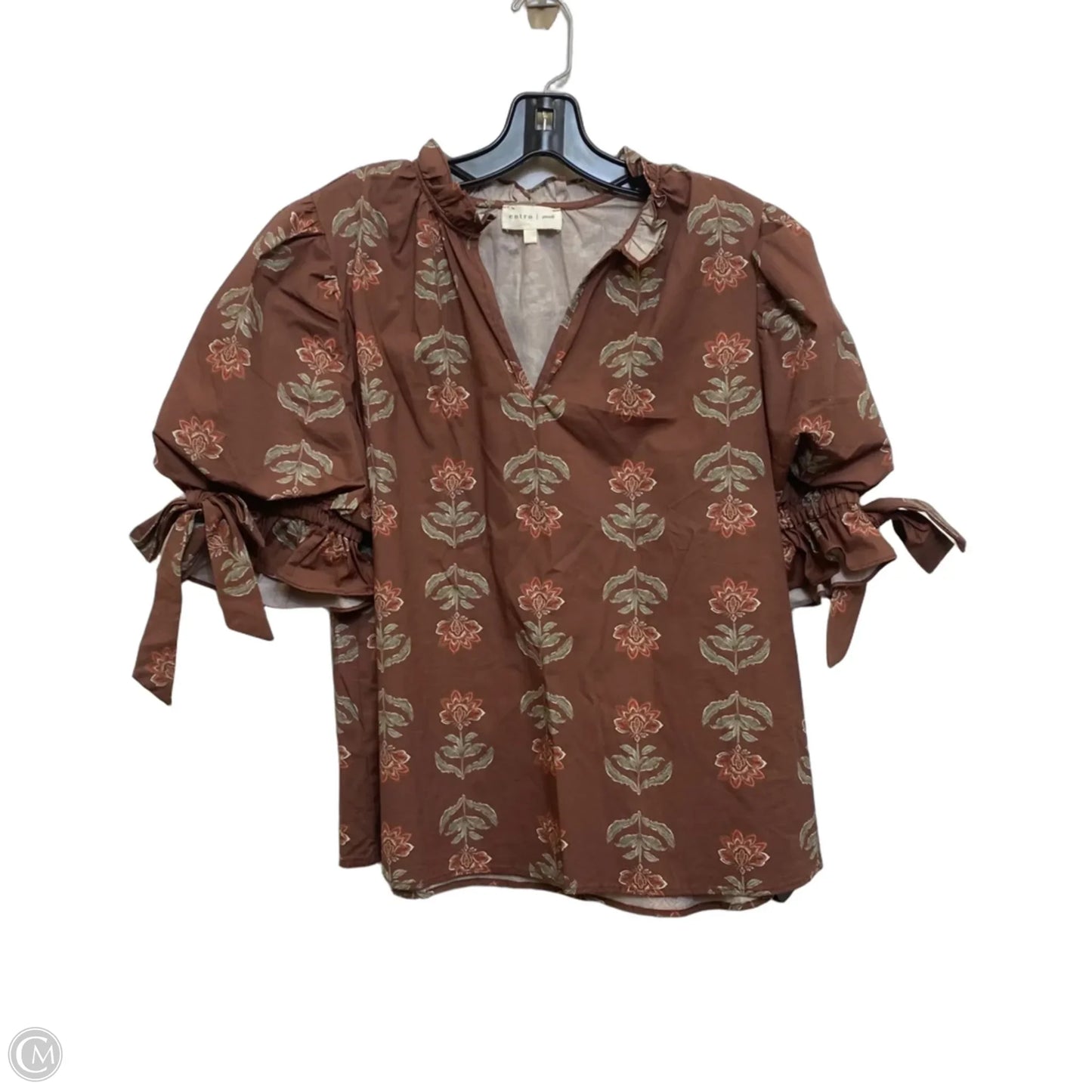 Top Short Sleeve By Entro In Brown, Size: S