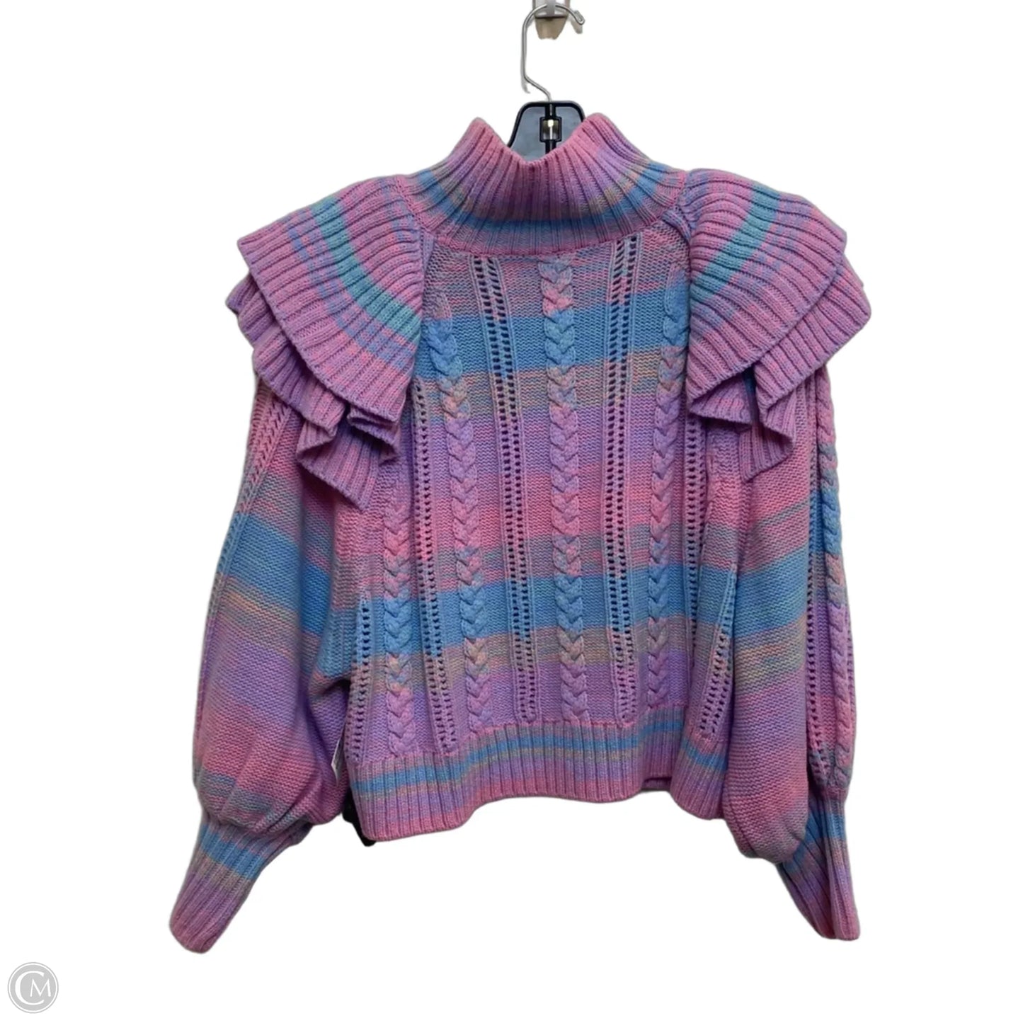 Sweater By Something Navy In Blue & Pink, Size: M