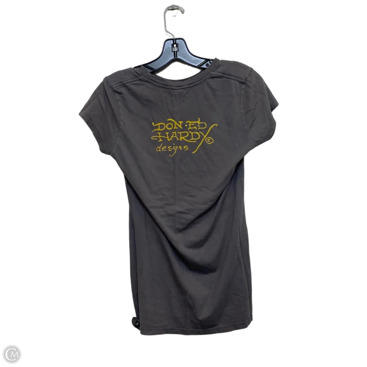 Top Short Sleeve By Ed Hardy In Grey, Size: M