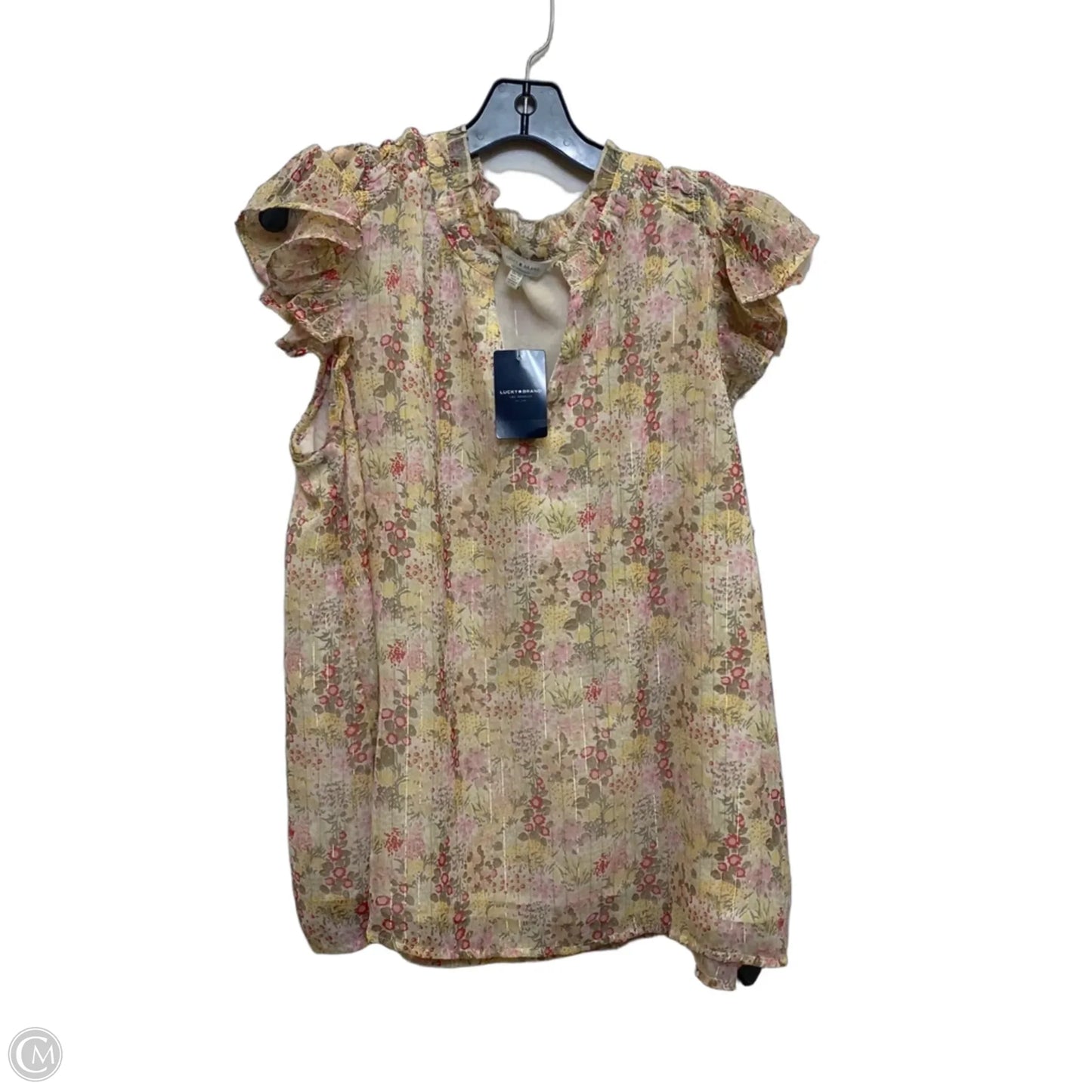 Top Sleeveless By Lucky Brand In Pink & Yellow, Size: 1x