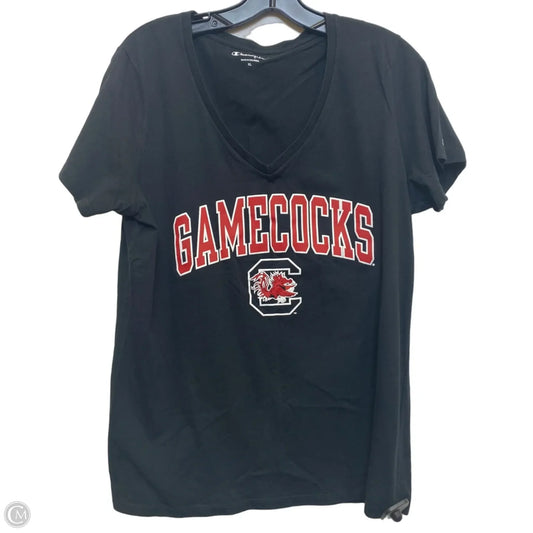 Athletic Top Short Sleeve By Champion In Black, Size: Xl