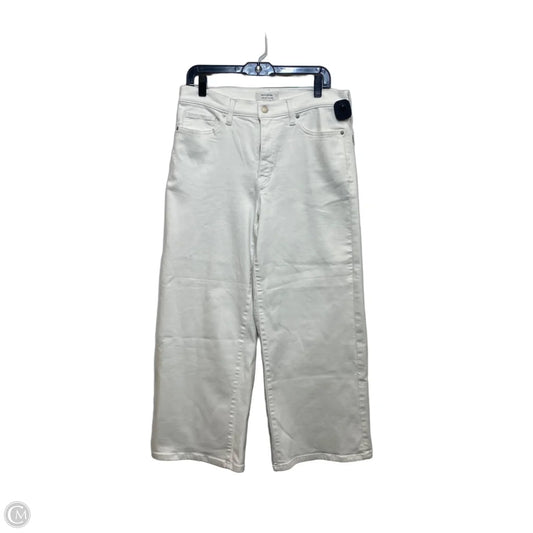 Jeans Wide Leg By Banana Republic In White Denim, Size: 10