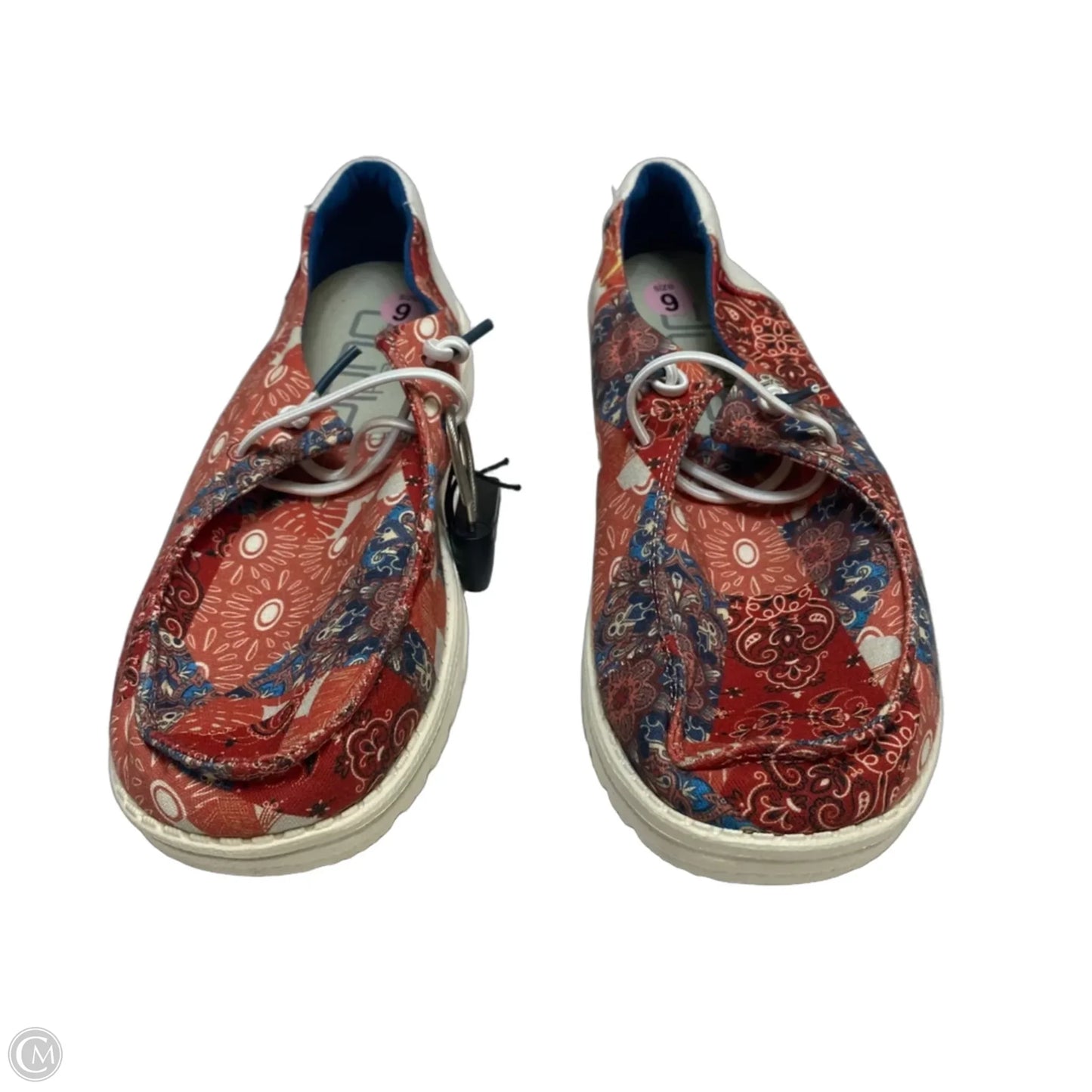 Shoes Flats By Hey Dude In Blue & Red, Size: 9
