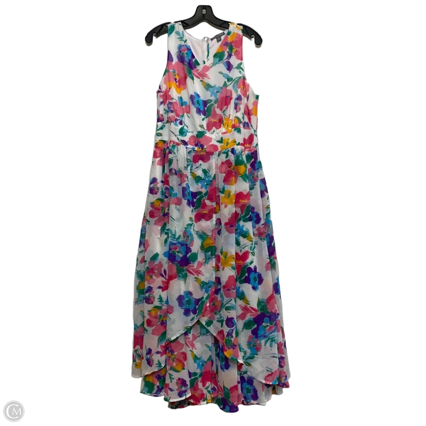 Dress Casual Midi By Jessica London In Green & Pink, Size: L