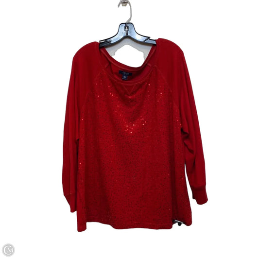 Top Long Sleeve By Chaps In Red, Size: 3x
