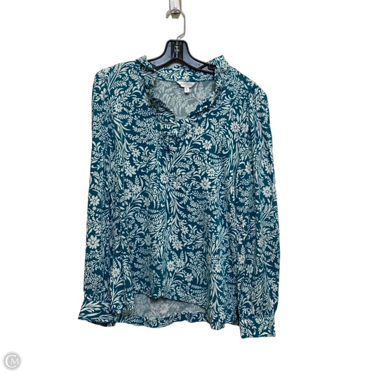 Top Long Sleeve By Crown And Ivy In Green & White, Size: Xl