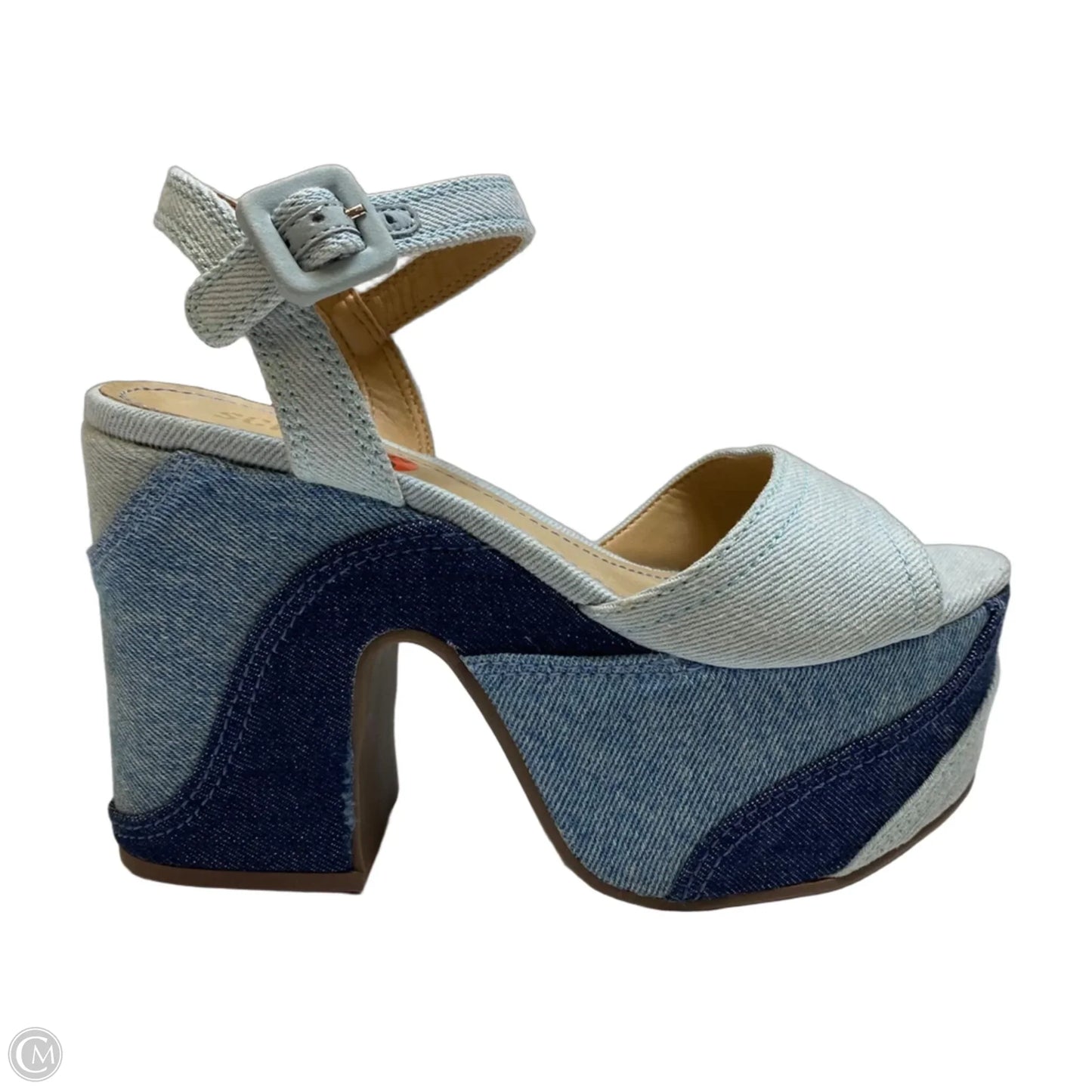 Sandals Heels Platform By Schutz In Blue Denim, Size: 6.5