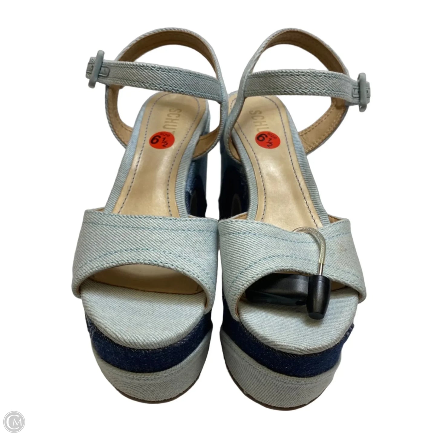 Sandals Heels Platform By Schutz In Blue Denim, Size: 6.5