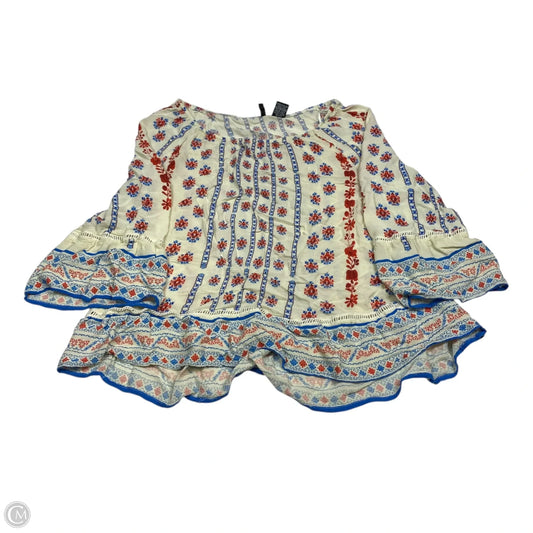 Top 3/4 Sleeve By New Directions In Blue Red & White, Size: 1x