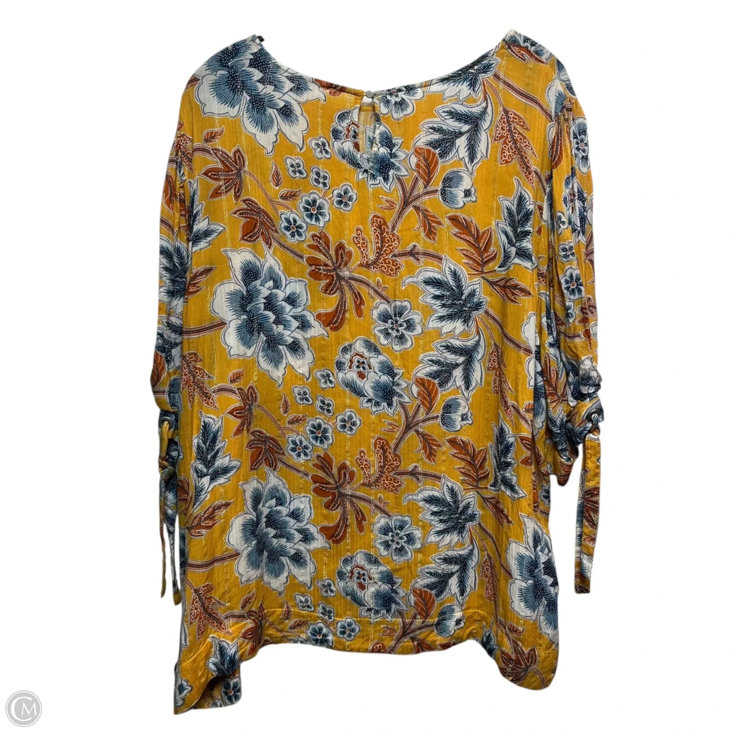 Top 3/4 Sleeve By Soft Surroundings In Yellow, Size: 1x