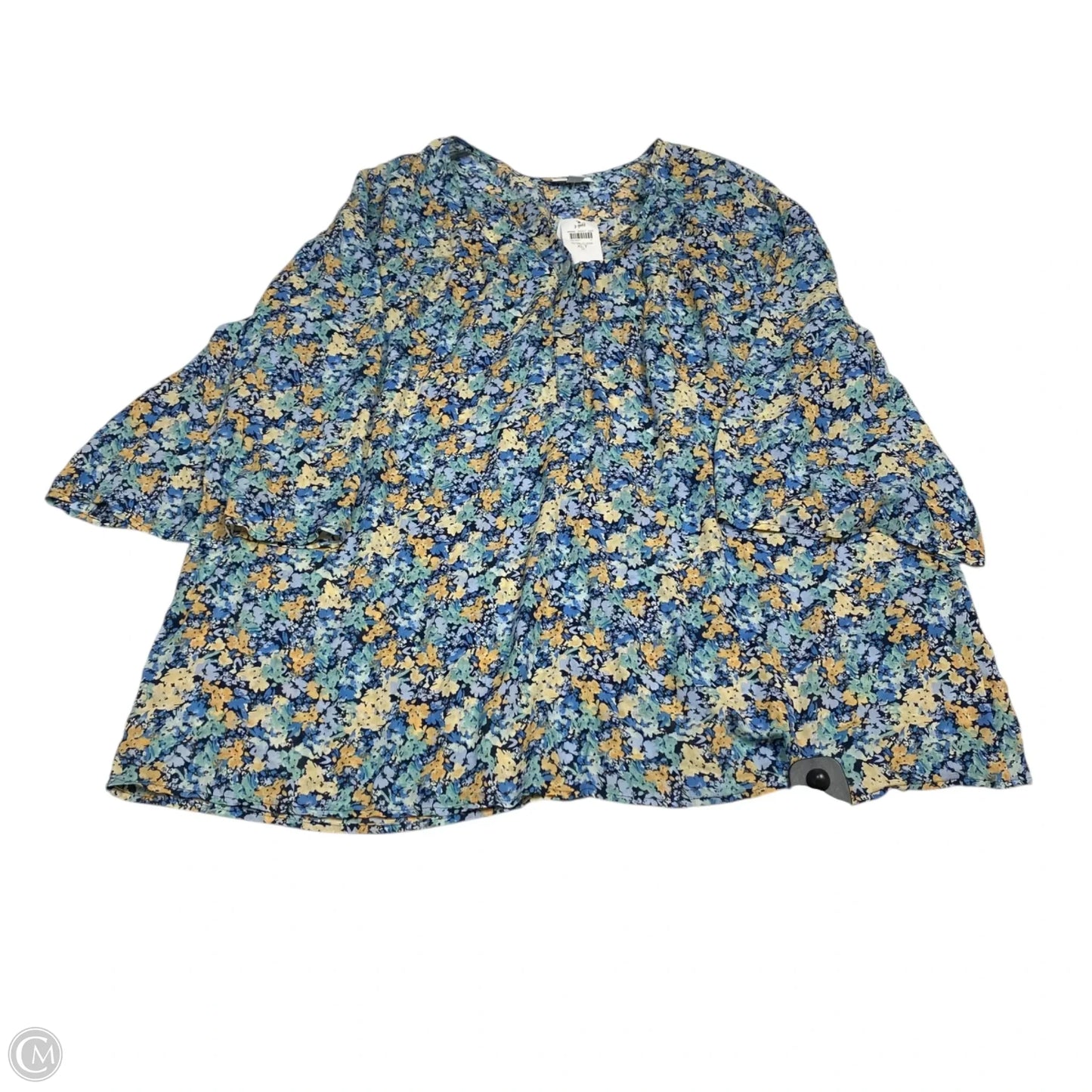 Top Long Sleeve By J. Jill In Blue & Yellow, Size: Xl
