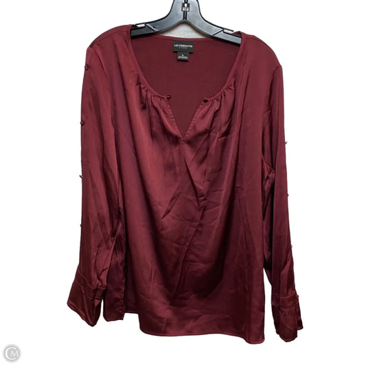 Top Long Sleeve By Liz Claiborne In Red, Size: Xl