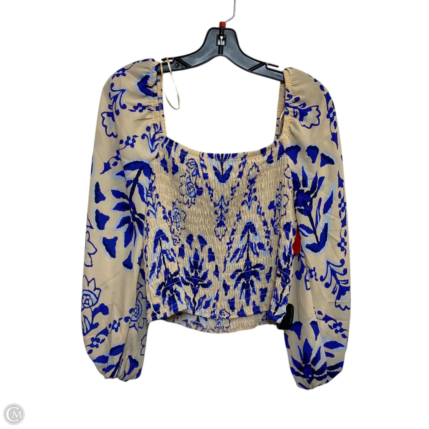 Top 3/4 Sleeve By Sienna Sky In Blue & Cream, Size: L