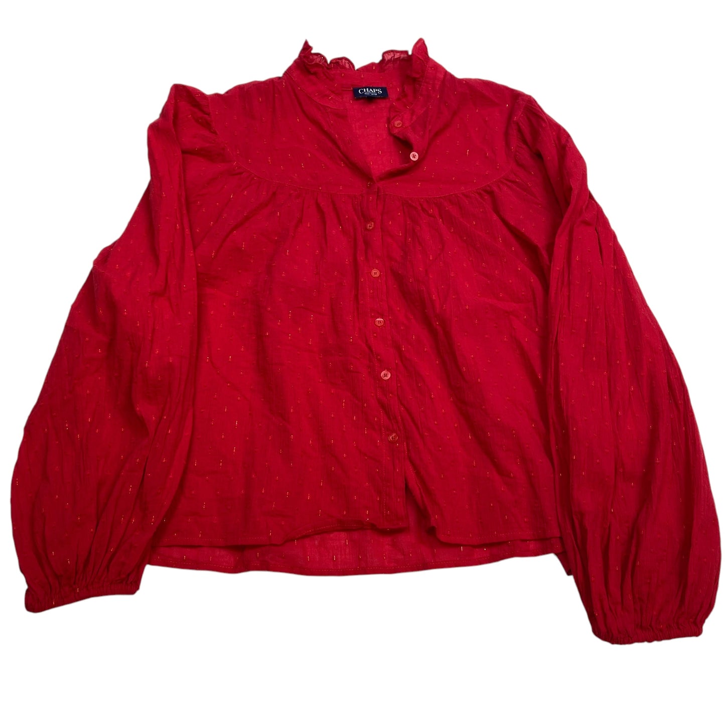 Top Long Sleeve By Chaps In Red, Size: Xxl