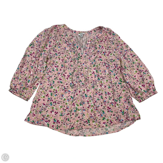 Top 3/4 Sleeve By Crown And Ivy In Green & Pink, Size: Xs