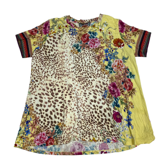 Top Short Sleeve Designer By Johnny Was In Yellow, Size: M