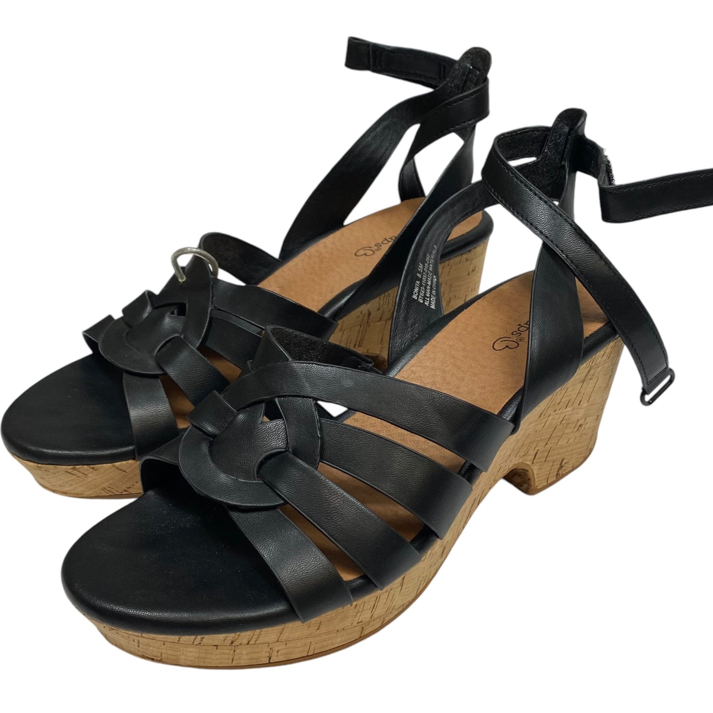 Sandals Heels Wedge By Bare Traps In Black, Size: 8.5