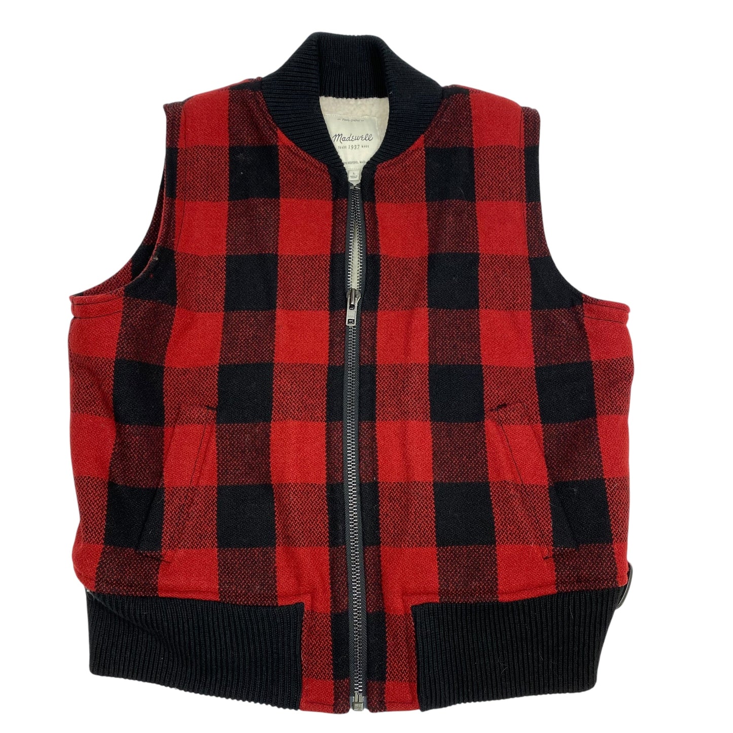 Vest Fleece By Madewell In Black & Red, Size: L