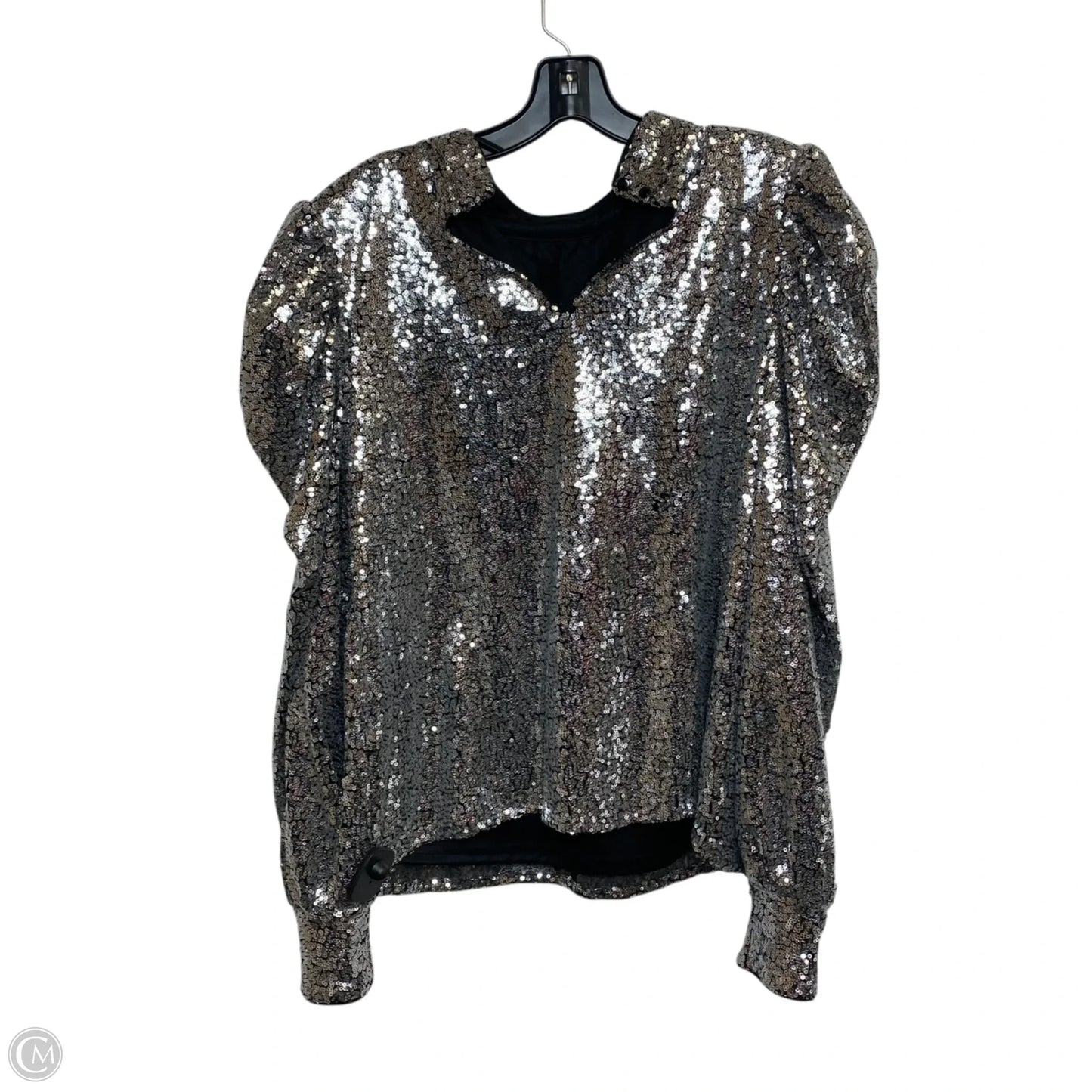 Blouse Long Sleeve By Flying Tomato In Silver, Size: M