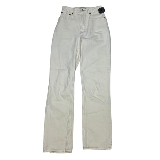 Jeans Straight By Abercrombie And Fitch In Cream Denim, Size: 2