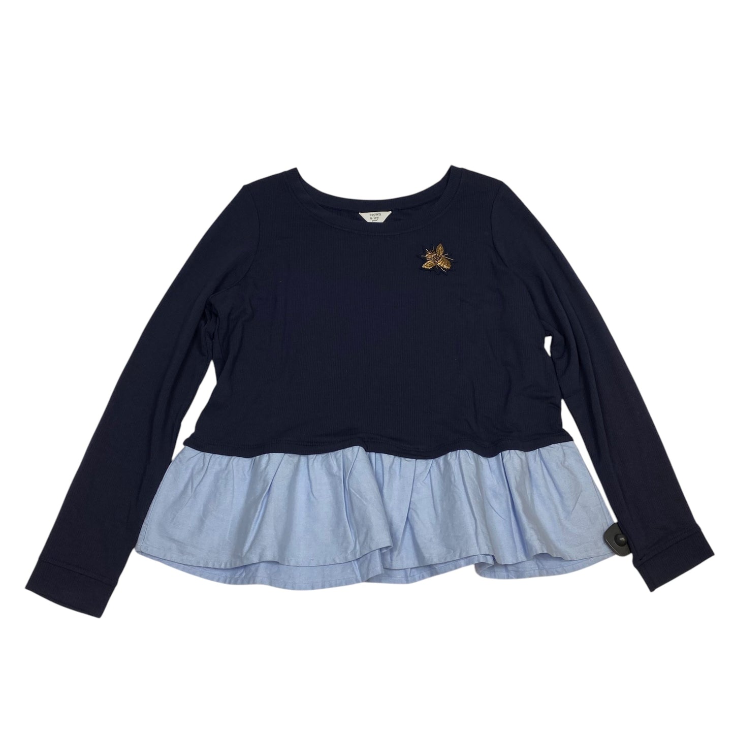 Top Long Sleeve By Crown And Ivy In Navy, Size: Xlp