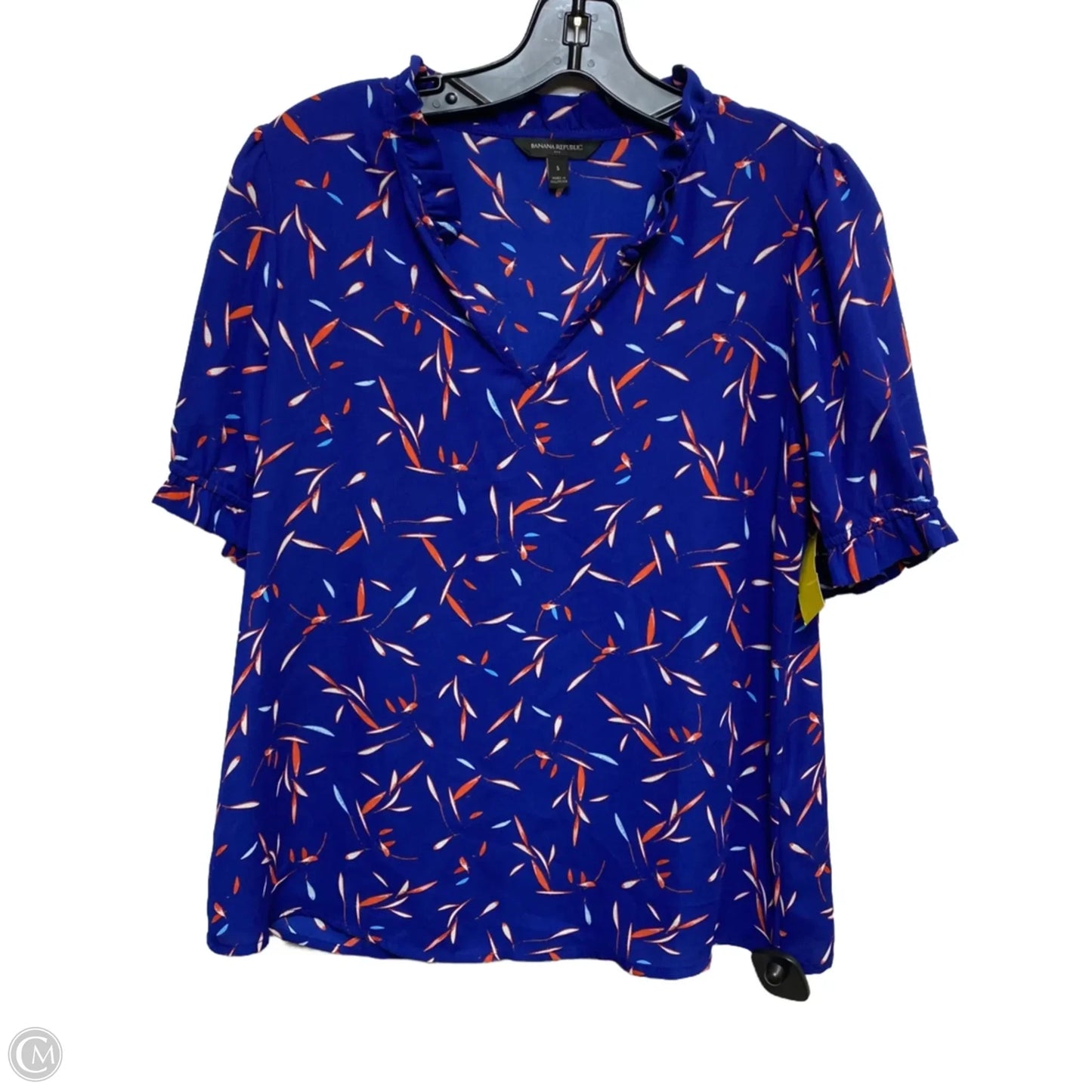 Top Short Sleeve By Banana Republic In Blue & Red, Size: S