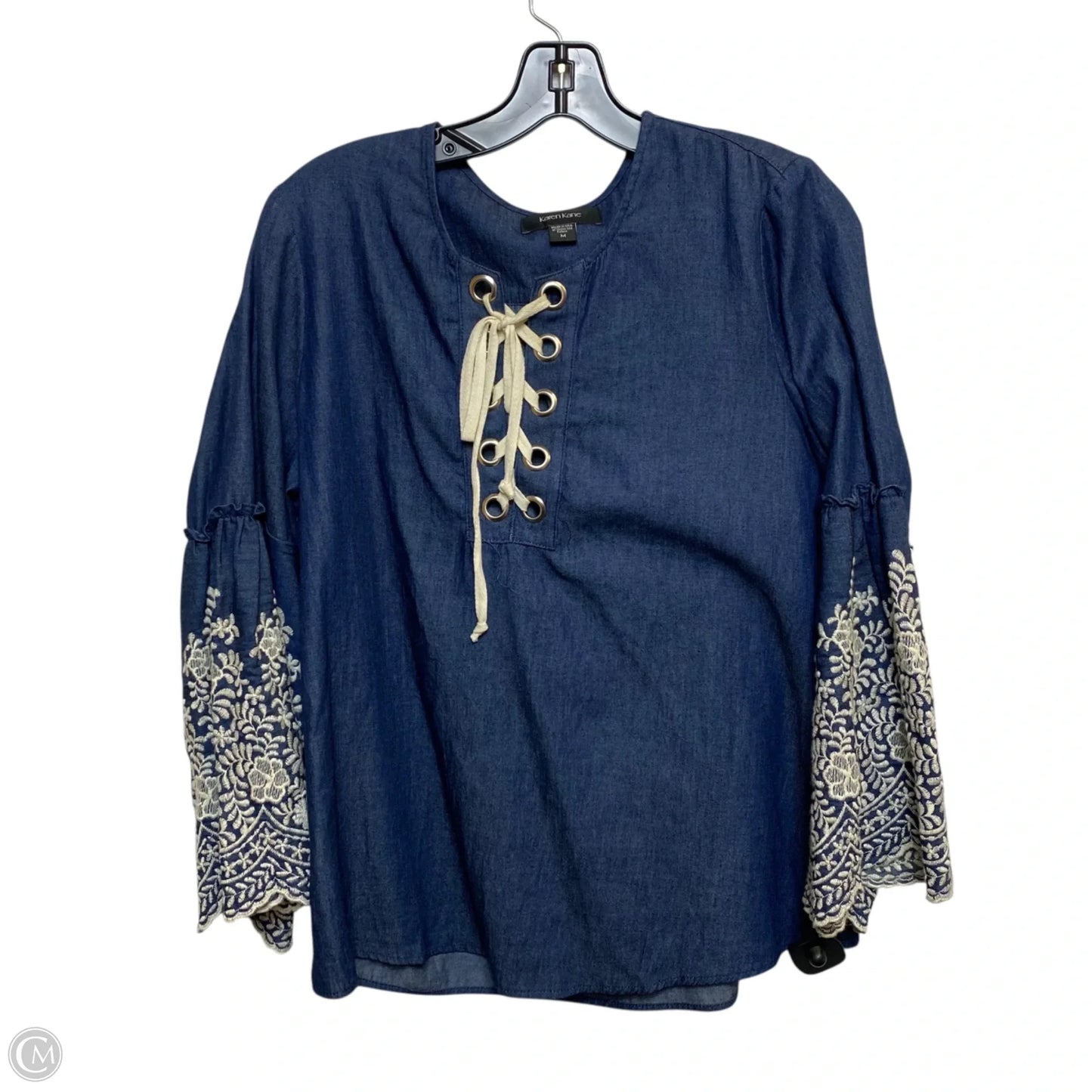 Top 3/4 Sleeve By Karen Kane In Blue, Size: M