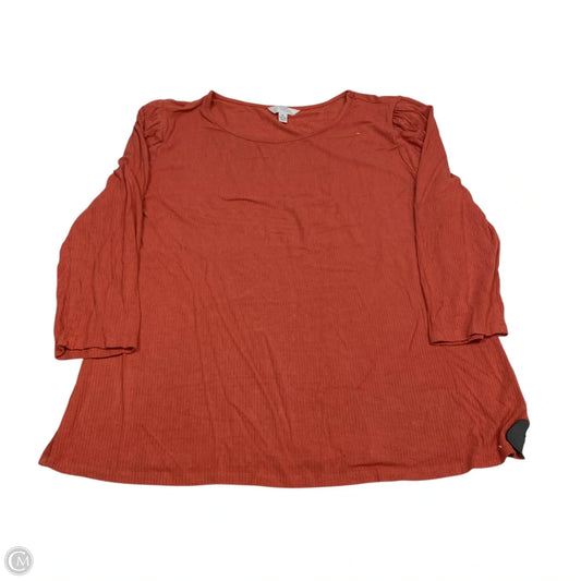 Top 3/4 Sleeve Basic By Time And Tru In Orange, Size: Xl