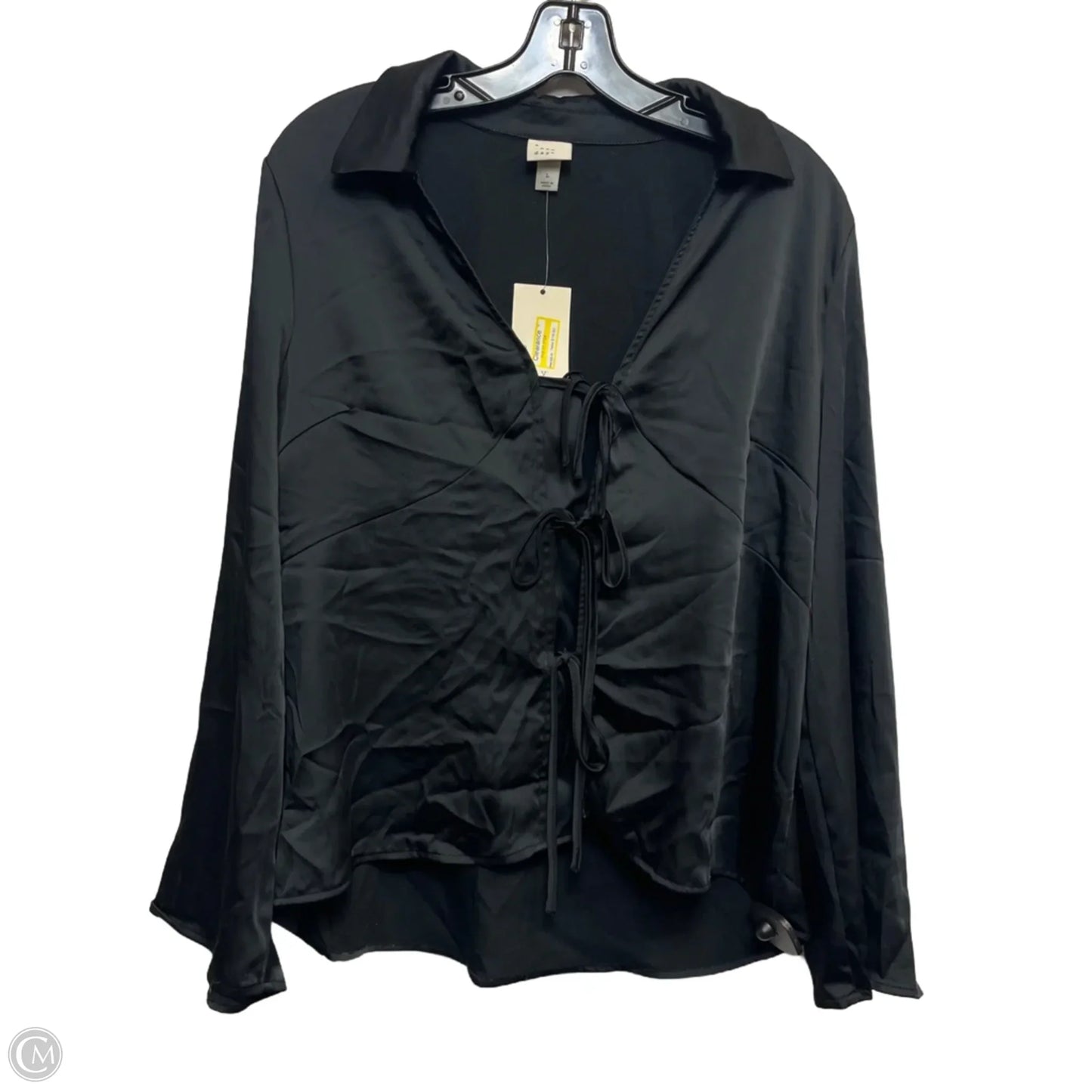 Top Long Sleeve By A New Day In Black, Size: L