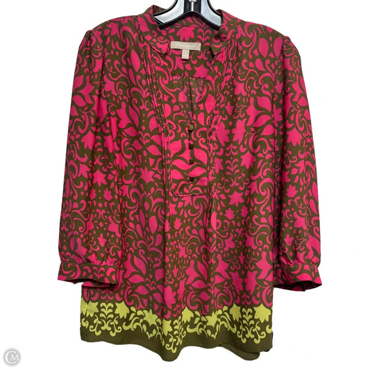 Top 3/4 Sleeve By Banana Republic In Green & Pink, Size: S