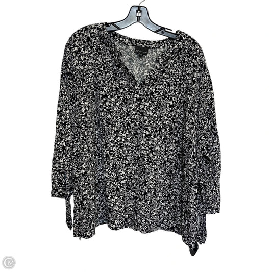 Top 3/4 Sleeve By Jones New York In Black & White, Size: 3x