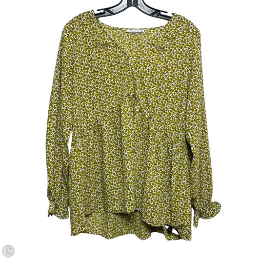 Top Long Sleeve By Staccato In Green & White, Size: M