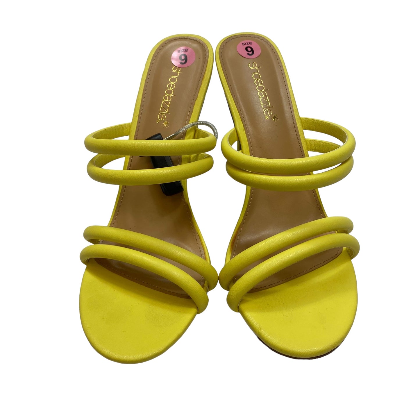 Yellow Sandals Heels Stiletto Shoedazzle, Size 9